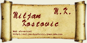 Miljan Kostović vizit kartica